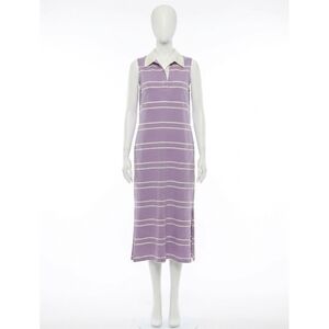 NEW ENTRO polo stripe midi dress in lavender